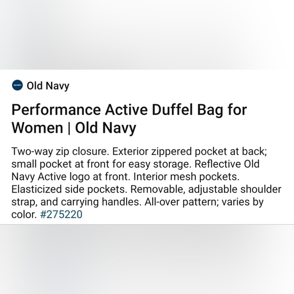 Old Navy Performance Active Duffel Bag with Blue Camo Interior - Picture 13 of 13